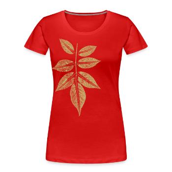 Blatt Rose / Kunstdruck - Frauen Premium Bio T-Shirt - Rot - Vorne - Mia (176cm)