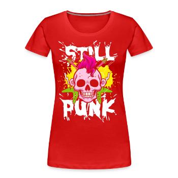 Still punk | anti establishment skull - Women's Premium Organic T-Shirt - red - Front - Mia (176cm)