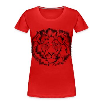 Funky Lion - Frauen Premium Bio T-Shirt - Rot - Vorne - Mia (176cm)
