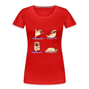 Yoga Pug | Cadeaux de cours de tapis de yoga sport Pilates - T-shirt bio Premium Femme - rouge - Devant - Mia (176cm)