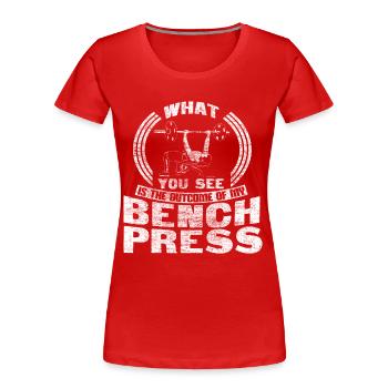 Bench press fitness - Women's Premium Organic T-Shirt - red - Front - Mia (176cm)