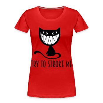 fiese grinsende Katze - Frauen Premium Bio T-Shirt - Rot - Vorne - Mia (176cm)