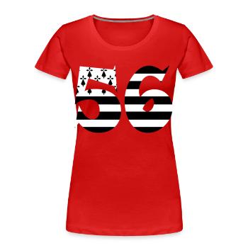 56 Bretagne drapeau - T-shirt bio Premium Femme - rouge - Devant - Mia (176cm)