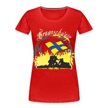 Brunswick - T-shirt bio Premium Femme - rouge - Devant - Mia (176cm)