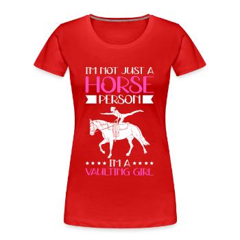 Voltige Sport équestre Sports équestres Cheval Cadeau - T-shirt bio Premium Femme - rouge - Devant - Mia (176cm)