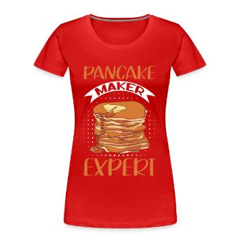Pfannkuchen Eierkuchen Pancake Geschenk - Frauen Premium Bio T-Shirt - Rot - Vorne - Mia (176cm)