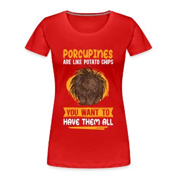 Stachelschwein Stachelschweine Geschenk - Frauen Premium Bio T-Shirt - Rot - Vorne - Mia (176cm)