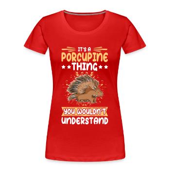 Stachelschweine Stachelschwein Geschenk - Frauen Premium Bio T-Shirt - Rot - Vorne - Mia (176cm)