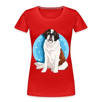 Bernhardiner Hund St. Bernhardshund Geschenk - Frauen Premium Bio T-Shirt - Rot - Vorne - Mia (176cm)