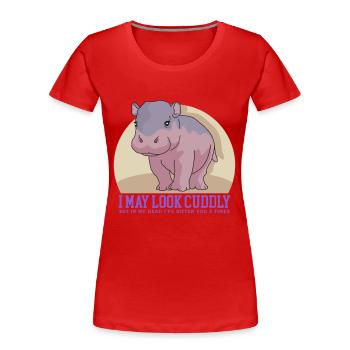 Hippopotame Bébé hippopotame Cadeau hippopotame - T-shirt bio Premium Femme - rouge - Devant - Mia (176cm)