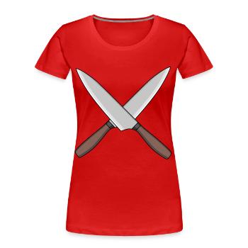 cuisinier couteau de cuisine cuisiniers cuisinier - T-shirt bio Premium Femme - rouge - Devant - Mia (176cm)