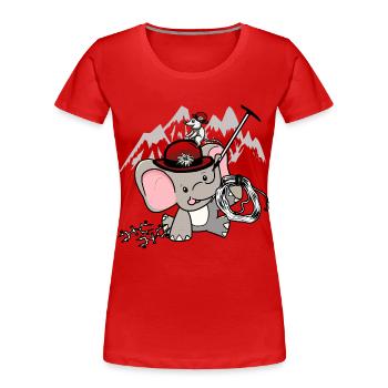 Tiroler Elefant Bergsteiger klettern Maus Alpen - Frauen Premium Bio T-Shirt - Rot - Vorne - Mia (176cm)