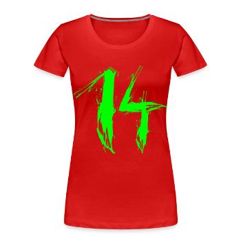 zahl 14 grün 14.Geburtstag Lieblingszahl Vektor - Women's Premium Organic T-Shirt - red - Front - Mia (176cm)
