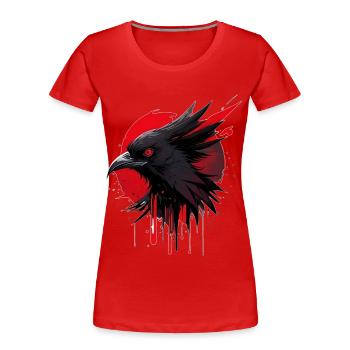 Fantasievogel rot-schwarz - Frauen Premium Bio T-Shirt - Rot - Vorne - Mia (176cm)