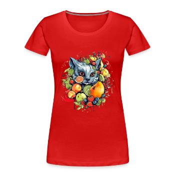 Tigri dans les fruits - T-shirt bio Premium Femme - rouge - Devant - Mia (176cm)