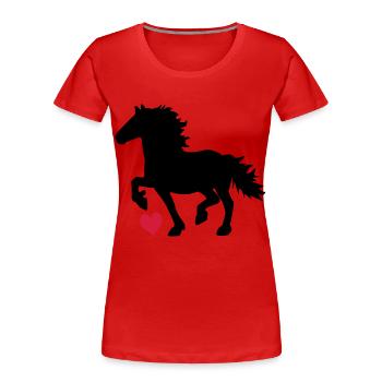 Frisian Horse - Women's Premium Organic T-Shirt - red - Front - Mia (176cm)