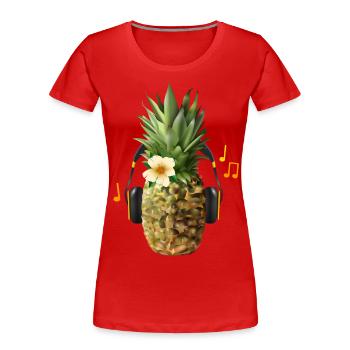Bestseller Pineapple Design - Women's Premium Organic T-Shirt - red - Front - Mia (176cm)