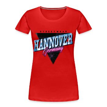 Hanovre Allemagne City Skyline Vintage Rétro - T-shirt bio Premium Femme - rouge - Devant - Mia (176cm)