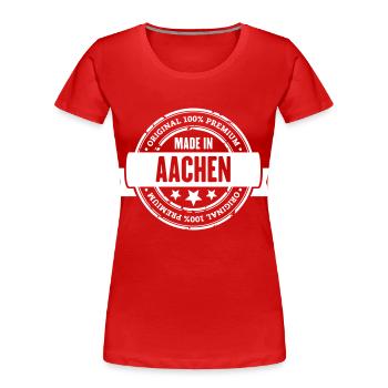 Made in Aachen - Frauen Premium Bio T-Shirt - Rot - Vorne - Mia (176cm)