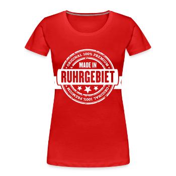 Made in Ruhrgebiet - Frauen Premium Bio T-Shirt - Rot - Vorne - Mia (176cm)