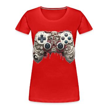 Funny Halloween Cartoon Gaming Controller Zombie - Women's Premium Organic T-Shirt - red - Front - Mia (176cm)