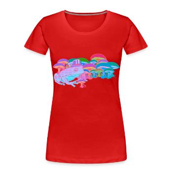 Natürlich Natur Rausch Pilz Frosch Schamane High - Frauen Premium Bio T-Shirt - Rot - Vorne - Mia (176cm)