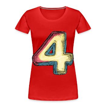 4 Zahl Bunt - Frauen Premium Bio T-Shirt - Rot - Vorne - Mia (176cm)
