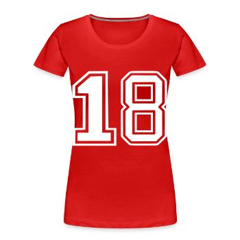 18 - Frauen Premium Bio T-Shirt - Rot - Vorne - Mia (176cm)