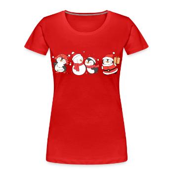 Funny pinguin Christmas. Xmas pinguin - Women's Premium Organic T-Shirt - red - Front - Mia (176cm)