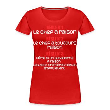 Les regles du chef - T-shirt bio Premium Femme - rouge - Devant - Mia (176cm)