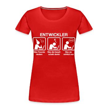 Entwickler - What my friends think I do - Frauen Premium Bio T-Shirt - Rot - Vorne - Mia (176cm)