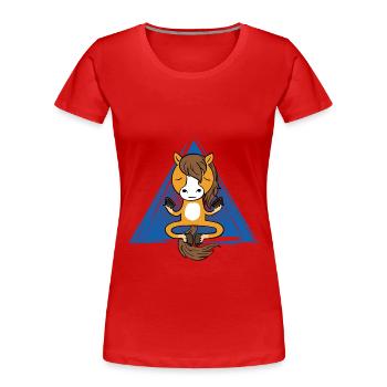 Meditation Horse (Pferd) - Frauen Premium Bio T-Shirt - Rot - Vorne - Mia (176cm)