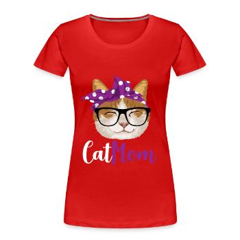 Cat mom / cats mom - Women's Premium Organic T-Shirt - red - Front - Mia (176cm)