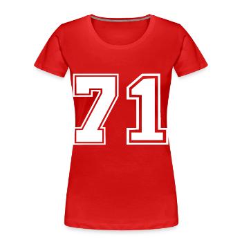 71 - T-shirt bio Premium Femme - rouge - Devant - Mia (176cm)