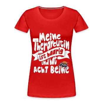 Lustiger Spruch Springspinnen Sammler mit Humor - Frauen Premium Bio T-Shirt - Rot - Vorne - Mia (176cm)