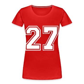 27 - T-shirt bio Premium Femme - rouge - Devant - Mia (176cm)