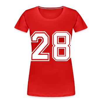 28 - T-shirt bio Premium Femme - rouge - Devant - Mia (176cm)