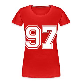 97 - T-shirt bio Premium Femme - rouge - Devant - Mia (176cm)