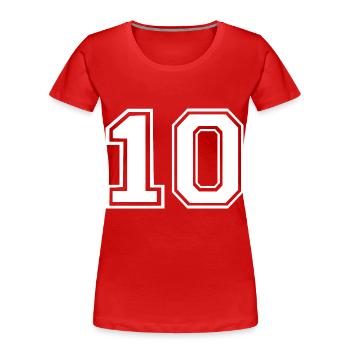 10 - T-shirt bio Premium Femme - rouge - Devant - Mia (176cm)