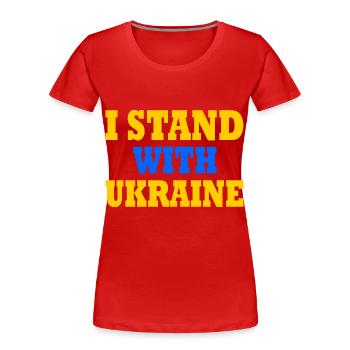 I stand with ukraine - Frauen Premium Bio T-Shirt - Rot - Vorne - Mia (176cm)