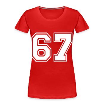 67 - Women's Premium Organic T-Shirt - red - Front - Mia (176cm)