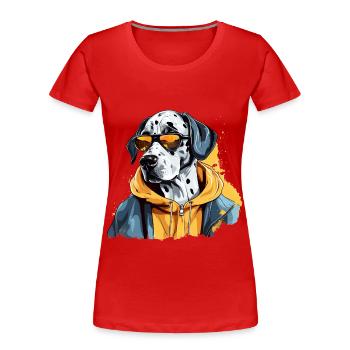Held Skizze | Dalmatinischer Feuerwehrmann - Frauen Premium Bio T-Shirt - Rot - Vorne - Mia (176cm)