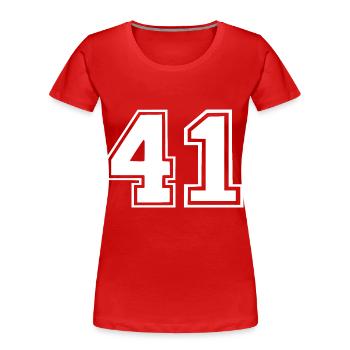 41 - T-shirt bio Premium Femme - rouge - Devant - Mia (176cm)