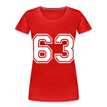 63 - T-shirt bio Premium Femme - rouge - Devant - Mia (176cm)