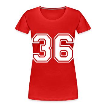 36 - T-shirt bio Premium Femme - rouge - Devant - Mia (176cm)