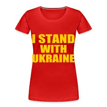 I stand with ukraine - Frauen Premium Bio T-Shirt - Rot - Vorne - Mia (176cm)