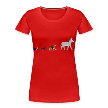 Chien, chat, coq, âne - T-shirt bio Premium Femme - rouge - Devant - Mia (176cm)