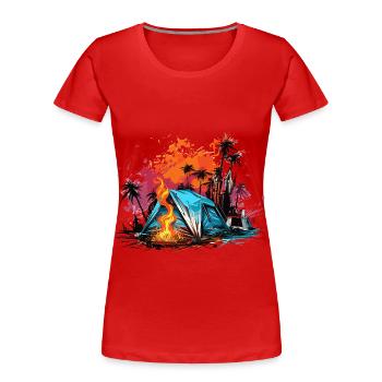 Haus auf Rädern. Vanlife-Abenteuer. - Frauen Premium Bio T-Shirt - Rot - Vorne - Mia (176cm)