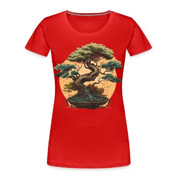 Superbe arbre nain - T-shirt bio Premium Femme - rouge - Devant - Mia (176cm)
