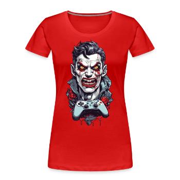 Spooky Halloween Gamer Gaming Design - Women's Premium Organic T-Shirt - red - Front - Mia (176cm)